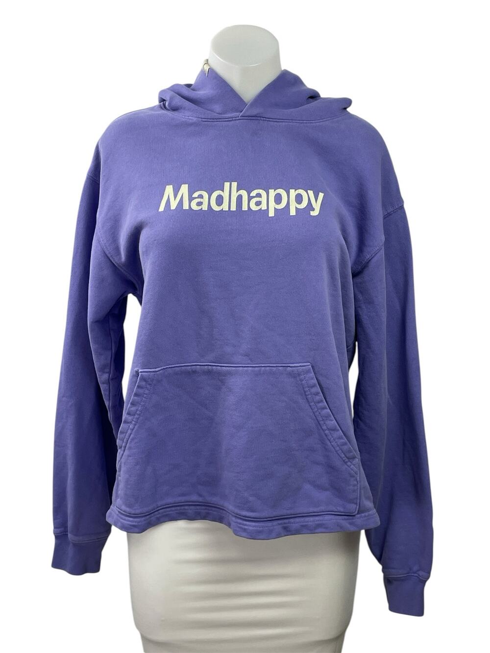 Madhappy Womens Purple Logo Long Sleeve Knit Hoodie Hooded Sweatshirt Top Size S